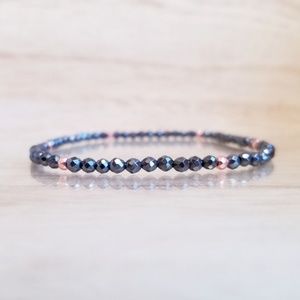 Rose Gold Hematite Faceted Bead Gemstone Bracelet